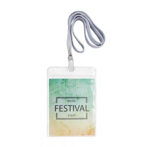 Badgeyard Identificador em PVC com lanyard em poliéster