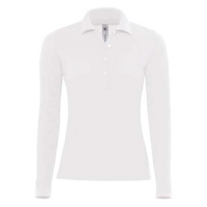 Polo B&C Safran Pure Women de manga comprida - Branca
