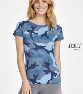 T-Shirt de Gola Redonda Para Senhora CAMO WOMEN