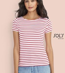 T-Shirt Às Riscas de Gola Redonda Para Senhora MILES WOMEN