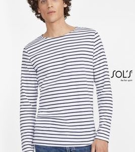 T-Shirt de Manga Comprida Às Riscas Para Homem MARINE MEN