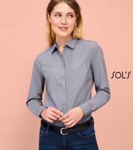 Camisa de Manga Comprida Em Popelina Matizada Para Senhora BARNET WOMEN