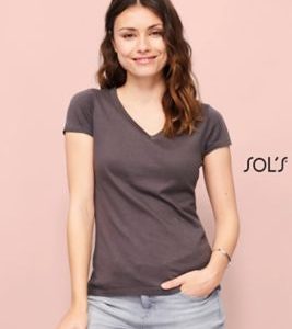 T-Shirt Com Gola Em «V» Para Senhora MOON