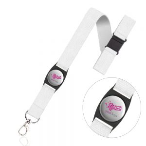Eline Lanyard em poliéster c/ fecho de segurança e ac. para resina
