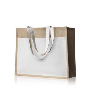 SunSet Saco em juta com bolsa frontal 100% algodão