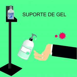 SUPORTE DISPENSADOR DE ÁLCOOL GEL COM COLUNA